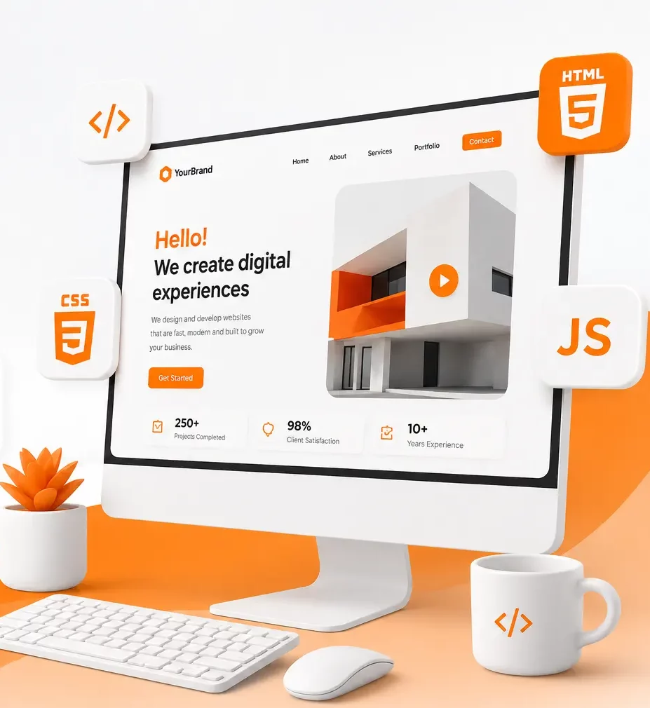 Laptop presenting a modern website design
