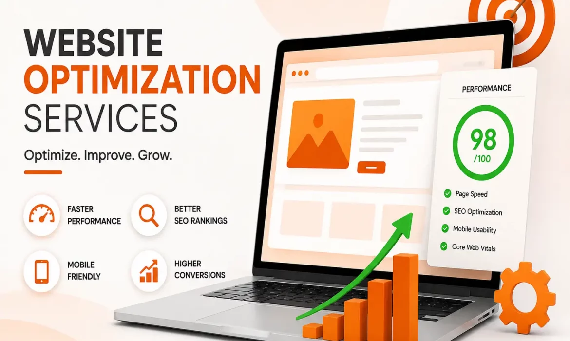 Website optimization services with SEO, speed improvement, and performance analytics.